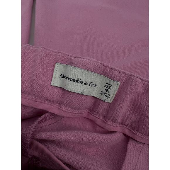 Abercrombie & Fitch Pink Wide Leg Pleated Trousers High Rise Tailored Size 27/4L - Picture 5 of 8